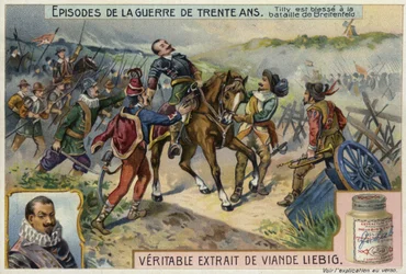 Der Graf von Tilly wird in der Ersten Schlacht bei Breitenfeld, Deutschland, 1631 verwundet